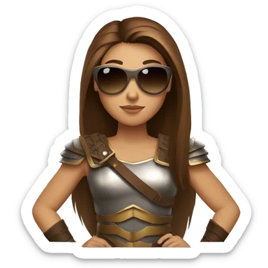Girl gladiator with long straight brown hair and sunglasses  sticker