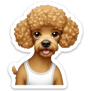 ginger color poodle with a blonde haired girl  sticker