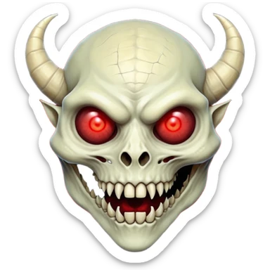 Cursed Crimson Satanic Horned Reptilian Moon Spooky Eerie Ghostly Spectral Zombiefied Skeletal Monsterous Creature Face sticker