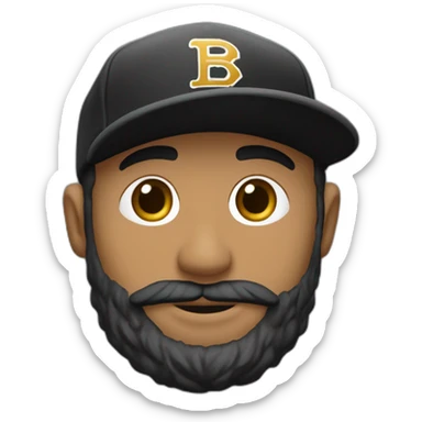 Chico atractivo de barba con gorra de los riders sudadera de capucha negra y beisbolera sticker