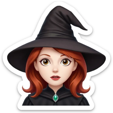 Dark Red haired witch, sassy, rolling eyes upwards rude sticker