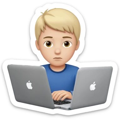 boy using laptop sticker