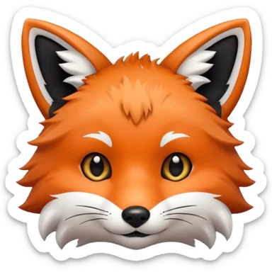 une tête de renard trop kawaii avec des poils noirs à la place des poils blancs sticker