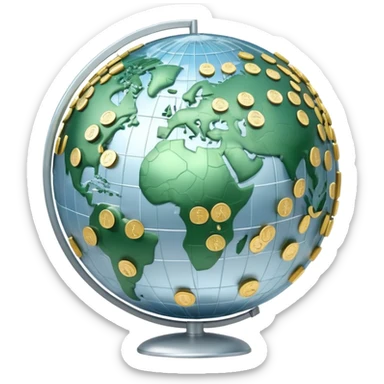 Globe with dollar signs, representing global finance and money world sticker