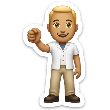 restaurant owner and blogger shaking hands, both with light skin, in great detail sticker