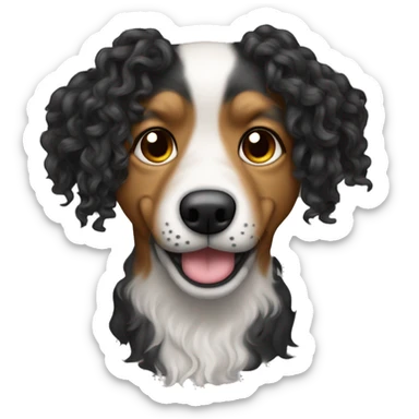 UN PERRITO FRESH PODDLE CON RIZOS SEÑANDO EL DEDO Y CERRANDO EL OJO DERECHO. sticker