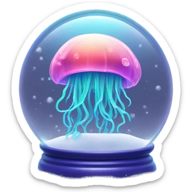 Kawaii neon jellyfish in an under the sea snow globe  sticker