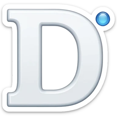 The letter D and Combine the letter i. Combine it like this: The line of the letter i will be the straight line of the letter D on the left, so it will be joint, and there will be a dot on this line, at which point you will complete the letter i. sticker