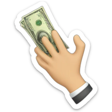 un apreton de manos con billetes entre ambas manos sticker