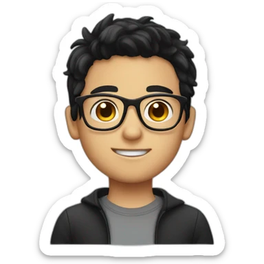 cute boy with black hair and glasses sticker