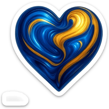 heart with a swirling sapphire blue and gold effect sticker