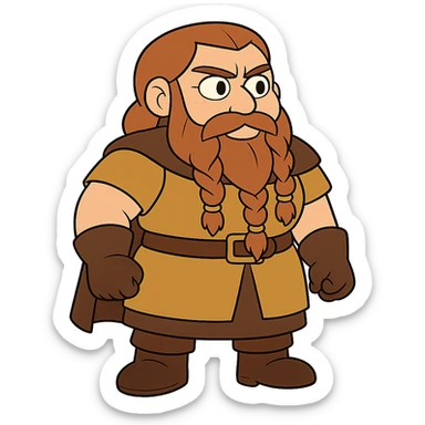 flat toon style bearded female dwarf from DnD sticker
