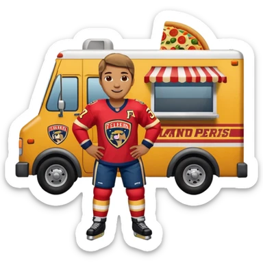 The galaxy with a with a Florida Panthers player
With a taco truck and a pizza truck
 sticker