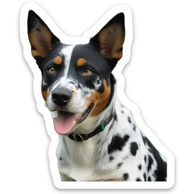 Black and white spotted Australian cattle dog on a farm sticker