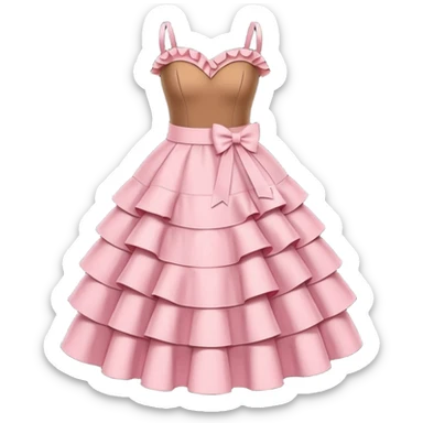 brown pink strapless dress with ruffles sticker