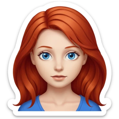 woman with middle to long red hair, blue eyes, fair skin sticker