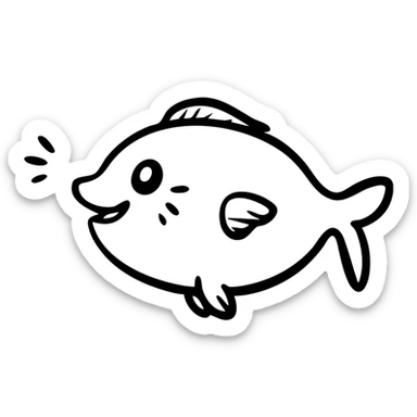 Playful singing fish, cheerful cartoon fish sticker