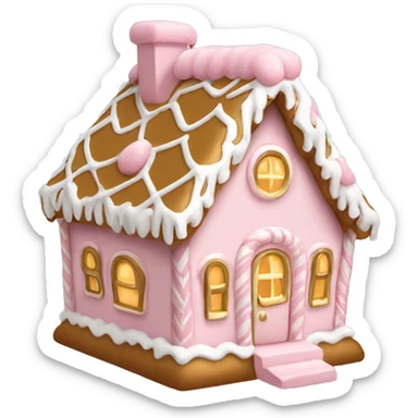 light pink and gold and white gingerbread house sticker