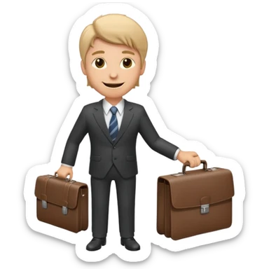 cheerful salesman holding a briefcase wearing a suit and tie smiling sticker
