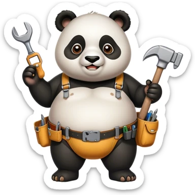 Chubby panda with tool belt sticker