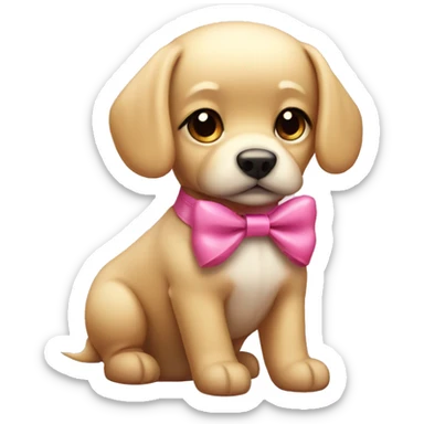 cute blonde dog with pink bow sticker