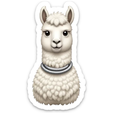 white llama with a steel resilient coil around the neck sticker