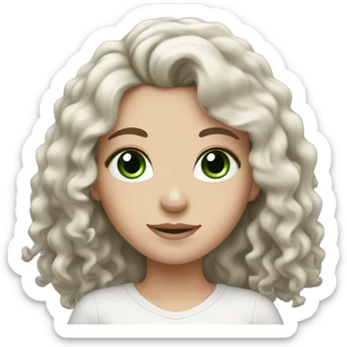 White Girl with long curly black hair and green eyes sticker
