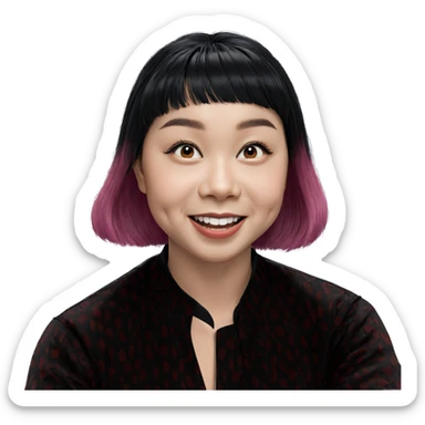 smiling girl with black hair sticker