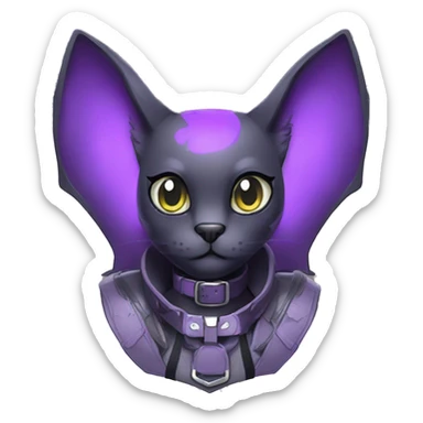 cool cute pretty black techwear grey Purple ethereal fantasy nargacuga-bat-cat-Fakemon collar harness sticker