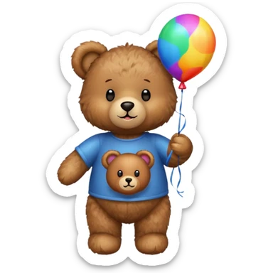 Teddy bear with colourful balloon in hand sticker