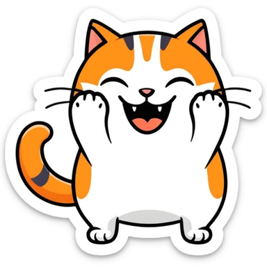 A funny cat that’s orange laughing with his hand on his mouth sticker