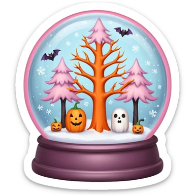 pastel pink orange halloween  tree  globe sticker