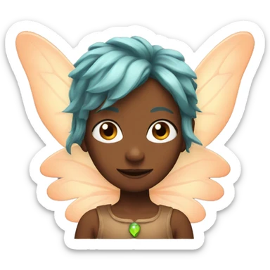 a fairy with wings, copper hair and brown eyes sticker