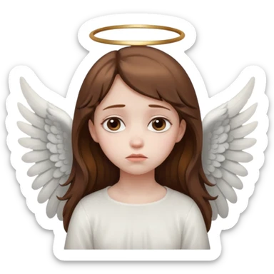 brown hair girl angel, sad sticker