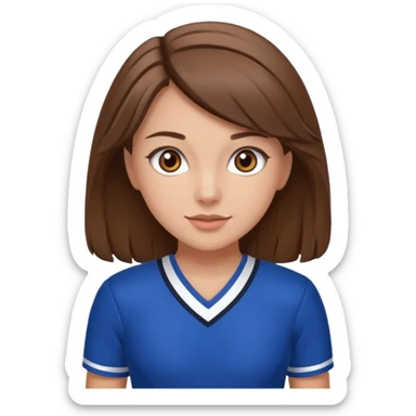 Blue cheerleader brown hair and eyes sticker