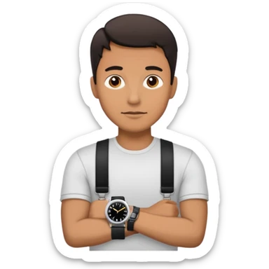man wearing a black strap watch sticker