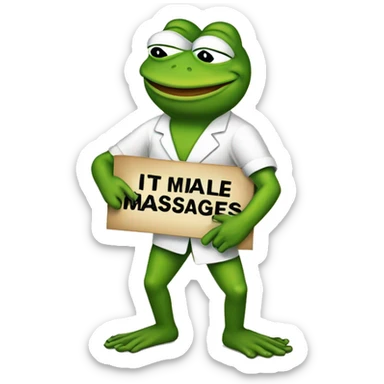 Pepe frog holding sign that says “it’s ok to get male to female massages, but your friends won’t understand” sticker