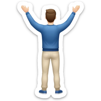 full body guy turned  around to his backside with his hands up sticker