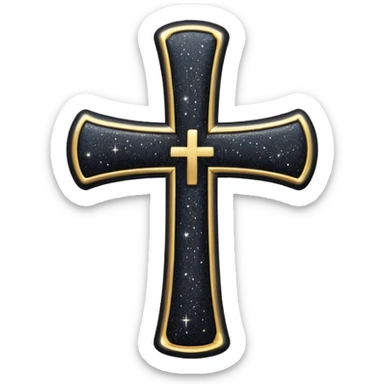 Glitter black cross sticker