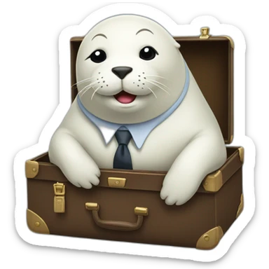 White seal in tie and with briefcase and closed eyes sticker