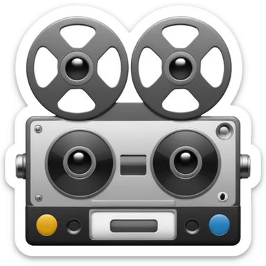 Minimalist emoji-style sticker of a VHS tape where the reels look like eyes, staring out. Black, white, and gray tones only.
 sticker