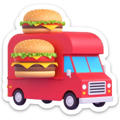 generate me a 3D hamburger food truck sticker