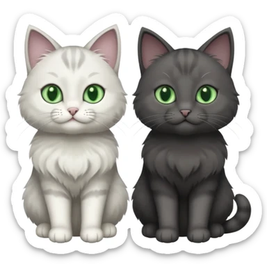 2 different coloured grey cats including one dark grey and white cat and one completely solid dark grey cat with green eyes and only white paws sticker