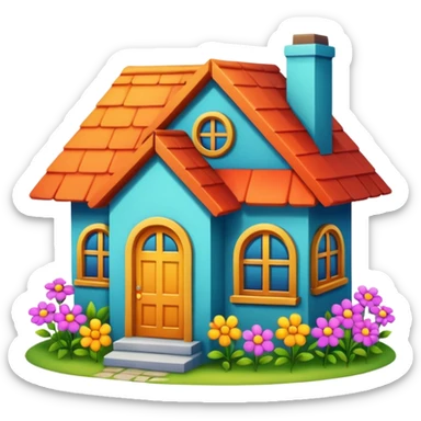 çiçekli ev sticker