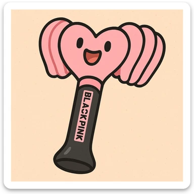 BLACKPINK-inspired object, black and pink colors, soft trendy cartoon look, pastel toon style sticker