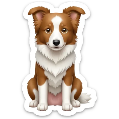 Sitting pure white Border Collie sticker