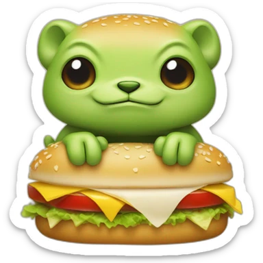 Grogu qui mange un hamburger sticker
