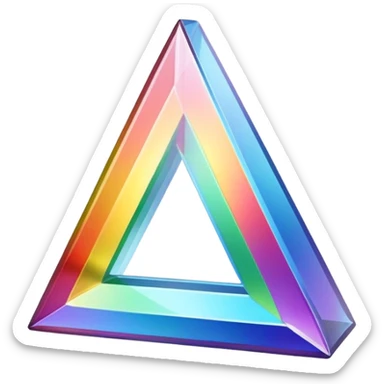 A 3d, not to detailed rainbow prismatic triangular prism. sticker