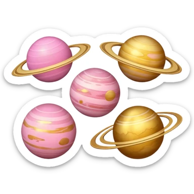 Light pink and gold planets  sticker