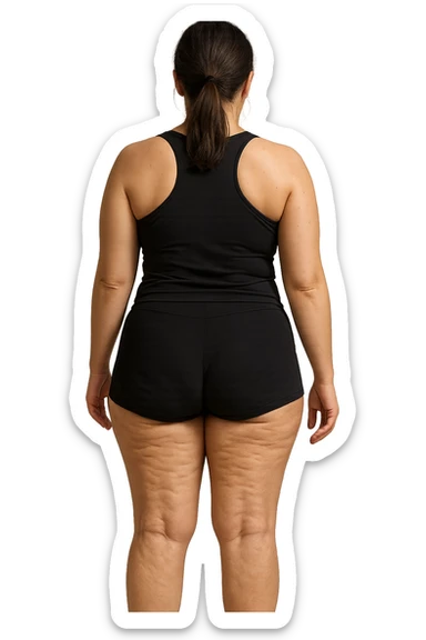 donna di schiena in gym shorts con cellulite sulle gambe sticker